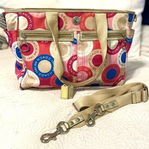 Coach Multi-Color Diaper Bag/Laptop Bag with Duster Bag